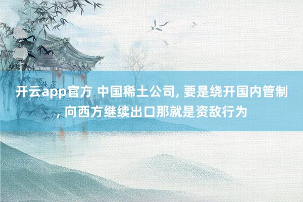 开云app官方 中国稀土公司, 要是绕开国内管制, 向西方继续出口那就是资敌行为
