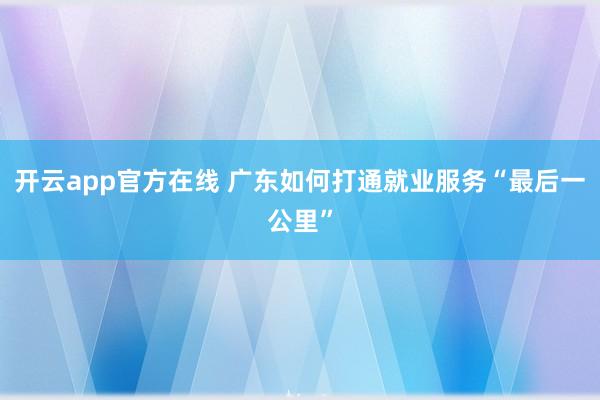 开云app官方在线 广东如何打通就业服务“最后一公里”
