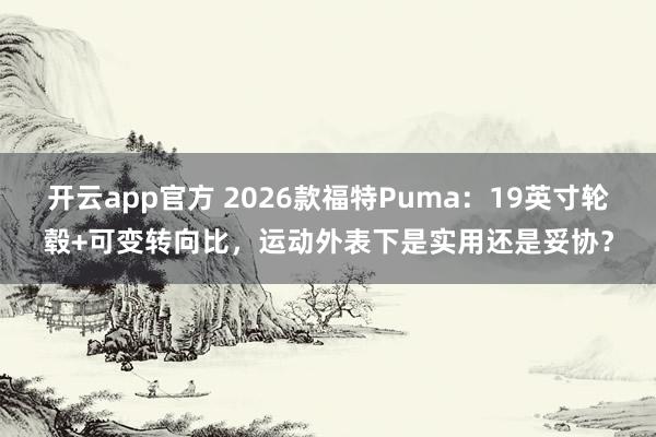 开云app官方 2026款福特Puma:19英寸轮毂+可变转向比,运动外表下是实用还是妥协?