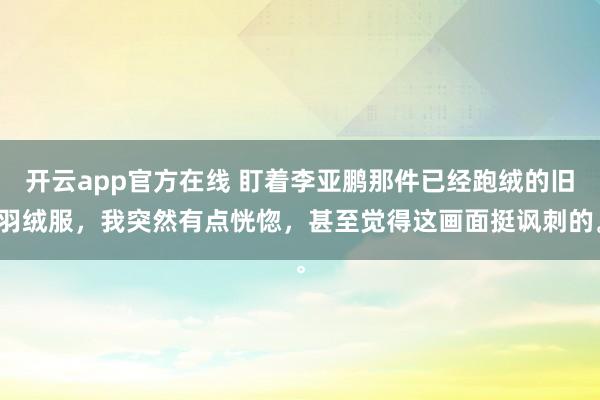 开云app官方在线 盯着李亚鹏那件已经跑绒的旧羽绒服，我突然有点恍惚，甚至觉得这画面挺讽刺的。