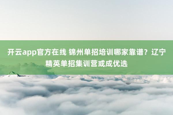 开云app官方在线 锦州单招培训哪家靠谱？辽宁精英单招集训营或成优选
