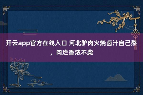 开云app官方在线入口 河北驴肉火烧卤汁自己熬，肉烂香浓不柴