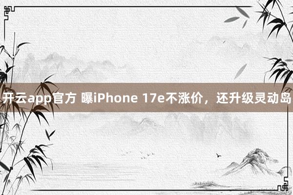 开云app官方 曝iPhone 17e不涨价,还升级灵动岛