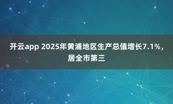开云app 2025年黄浦地区生产总值增长7.1%，居全市第三