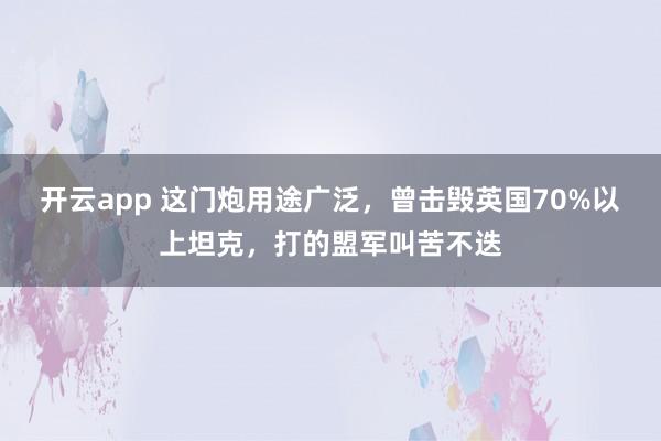 开云app 这门炮用途广泛，曾击毁英国70%以上坦克，打的盟军叫苦不迭