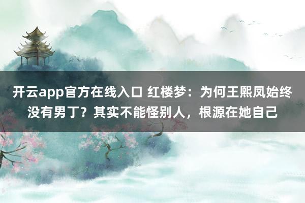 开云app官方在线入口 红楼梦:为何王熙凤始终没有男丁?其实不能怪别人,根源在她自己