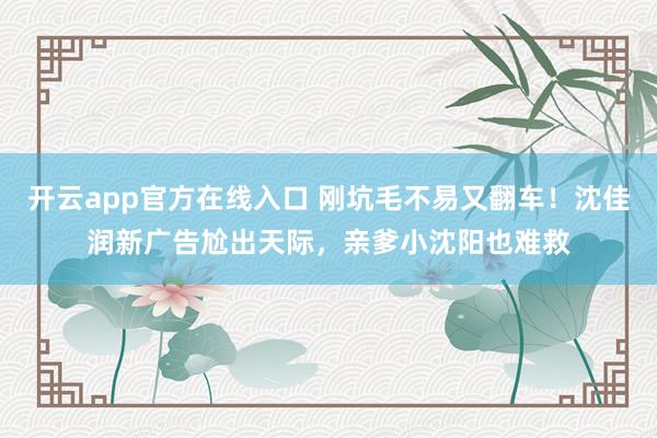 开云app官方在线入口 刚坑毛不易又翻车！沈佳润新广告尬出天际，亲爹小沈阳也难救