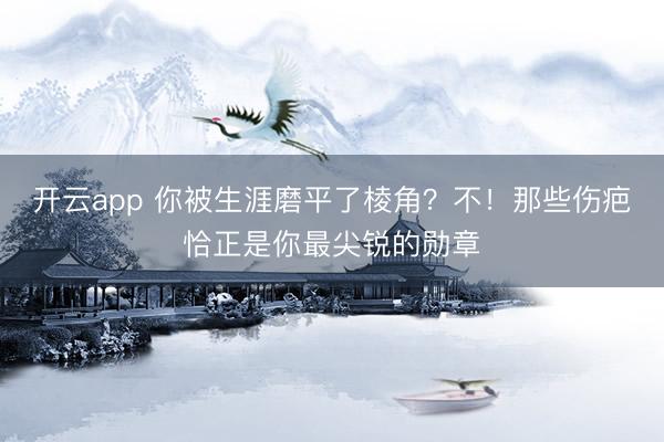 开云app 你被生涯磨平了棱角?不!那些伤疤恰正是你最尖锐的勋章